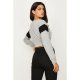 Grey Marl Shirred Hem Crop Sweat