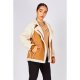 Camel Faux Suede Aviator Jacket