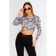 Black Tiger Print Backless Crop Top