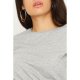 Grey Marl Shirred Hem Crop Sweat