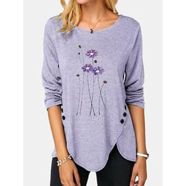 Fresh Purple Plant Print Top