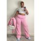 Pink Light Pintuck Hoodie And Wide Leg Joggers Set