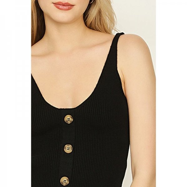 Black Button Detail Knit Vest