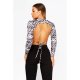 Black Tiger Print Backless Crop Top