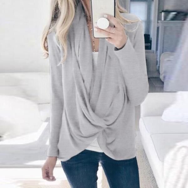 Cowl Neck Long Sleeve Casual Tee