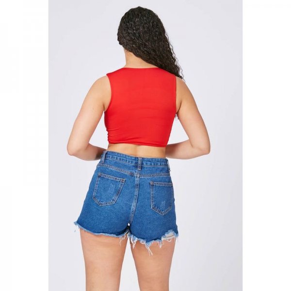 RED Camo crop top with ring detail