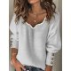 Groovy V-Neck Plain Grey 3/4 Sleeve Sweater