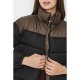 Black-Choc Colour Block Funnel Neck Puffer Jacket