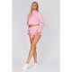 Pink Zip Up Cropped Sweater And Shorts Set