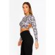 Black Tiger Print Backless Crop Top