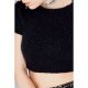 Black Eyelash Rib Crop Jumper