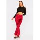 Red Crushed Velvet High Waisted Flares