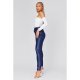 Navy Faux Leather Slim Trousers