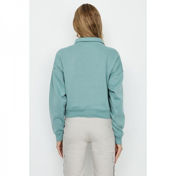 Jade Green Zip Neck Sweat