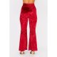 Red Crushed Velvet High Waisted Flares