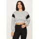 Grey Marl Shirred Hem Crop Sweat