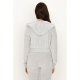 Grey Marl Velour Zip Through Hoodie