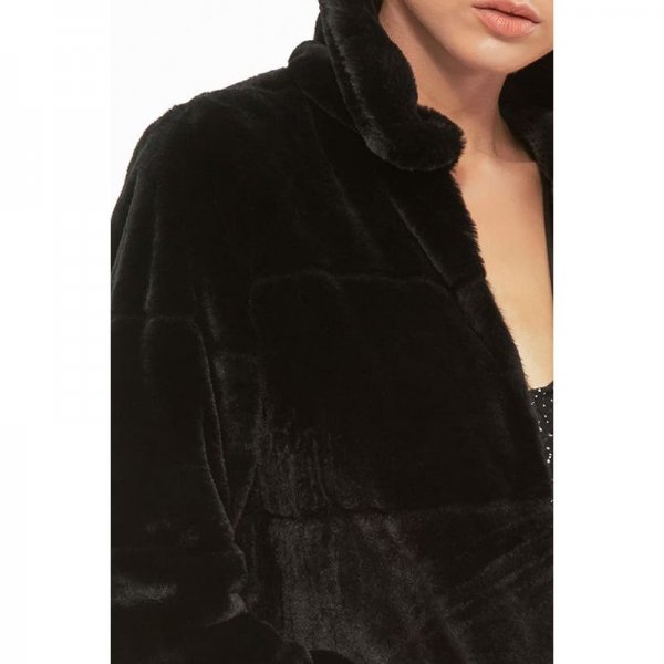 Black Teddy Fur Wide Pelt Jacket